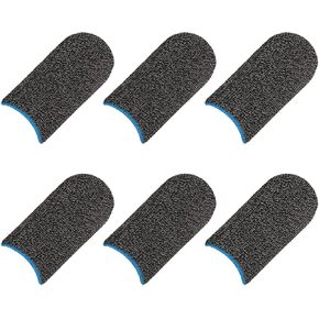 MECCANIXITY Mobile Gaming Finger Sleeve Controller Finger Thumb Sleeve Finger Gloves Black, Silver Fiber Anti-Sweat Breathable, for Phone Game, Pack of 6
