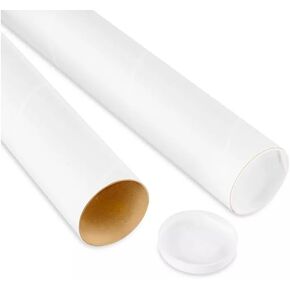 White Mailing Tubes, 3 x 36 inches, Pack of 2
