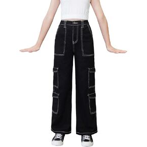 WDIRARA Girl's High Waisted Straight Leg Jeans Zipper Fly Casual Denim Pants with Pockets