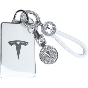 for Tesla Key Card Holder Bling Key Chain fit Tesla Card Key Holder for Model S/X/3/Y Cybertruck Card Key Holder for Tesla Keychain Crystal Key Card Protective Key Fob Tesla Accessories
