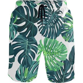 Men's Swim Trunks Green Alien Pattern Summer Beach Shorts Quick Dry Bathing Suits