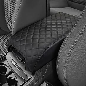 JOYTUTUS Center Console Cover Compatible with 2011-2024 Charger & Chrysler 300, Car Armrest Cover Console Pad Cushion, Black Leather Center Console Armrest Cover lid, Durable Middle Console Cover