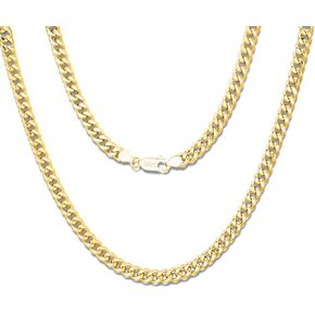 Cuban Link Chain Necklace for Men and Women, Solid 18K Gold Plated/S925 Sterling Silver Italian 5mm Diamond Cut Curb Chain for Father