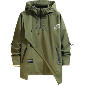 GURUNVANI Men's Hooded Jacket OverSize jackets for men Patchwork Zipper Coats