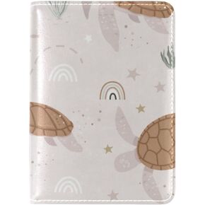 Cartoon Beautiful Turtle Passport Holder Personalized Printed Leather ID Holder Travel Passport Cover 5.5 In