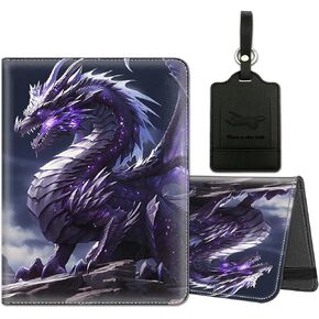 Passport Holder for Travel with Luggage Tag, PU Leather Passport Wallet with RFID Blocking for Women Men, Multi Card Slot Passport Cover Case, Turtle Art