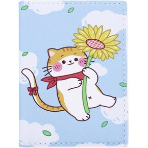 Cute Cat Puppy Passport Holder Waterproof Leather Passport Cover Card Case Travel Wallet for Kids Teens Adults