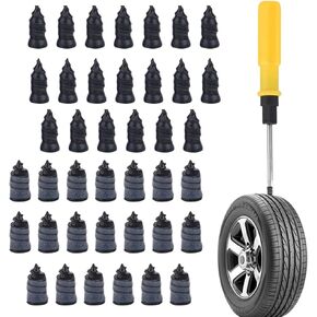 40 PCS Car Tire Repair Nail Kit, High Hardness Wear-resistant Leak-free Screw-in Tire Plug with 5.9" Screwdriver, Repair Modification Accessories, for Most Cars, Trucks and SUVs (Black)