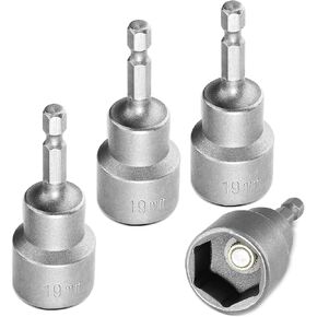 4PCS 1/4" Hex Shank RV Leveling Scissor Jack Socket Drill Adapter, RV Leveling Scissor Jack Socket Extension bit Works with All 3/4 or 19mm Hex Drive Jacks