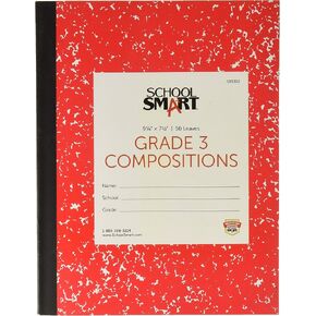 School Smart Skip-A-Line Composition Books - Grade 3, 50 sheets, Red