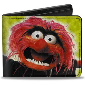 Buckle-Down Disney Wallet, Bifold, The Muppets Animal Portrait and Autograph Yellow, Vegan Leather