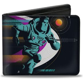 Disney Pixar Lightyear Buzz Wallet Bifold PU Lightyear Buzz Running Pose Black Teal Orange