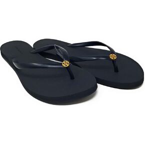 صندل Tory Burch 144628 Chelsea Perfect أسود مع أجزاء ذهبية للنساء نحيف فليب فلوب مقاس 11
