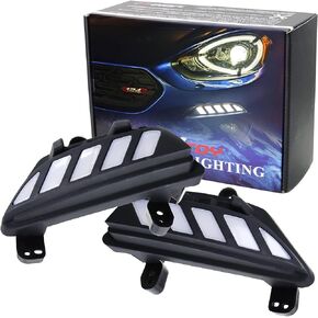 iJDMTOY Switchback LED Daytime Running Lights Assembly Compatible with 2015-2020 Fiat 124 Spider, Powered by (6) Xenon White LED for DRL & (16) Amber Yellow LED for Turn Signaling