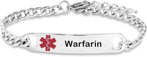 Medical Alert Bracelet for Women Men Penicillin Allergy Warfarin High Blood Pressure Pre-engraved Stainless Steel Anniversary Birthday in Saudi Arabia