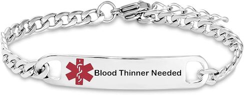 Medical Alert Bracelet for Women Men Penicillin Allergy Warfarin High Blood Pressure Pre-engraved Stainless Steel Anniversary Birthday in Saudi Arabia
