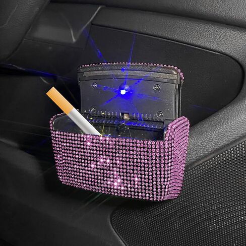 Car Cigarette Ashtray Air Outlet Ashtray Auto Car Cigarette Ashtray with Lid Blue LED Light Indicator Smokeless Ash for Car Cup Holder(Pink) in Saudi Arabia