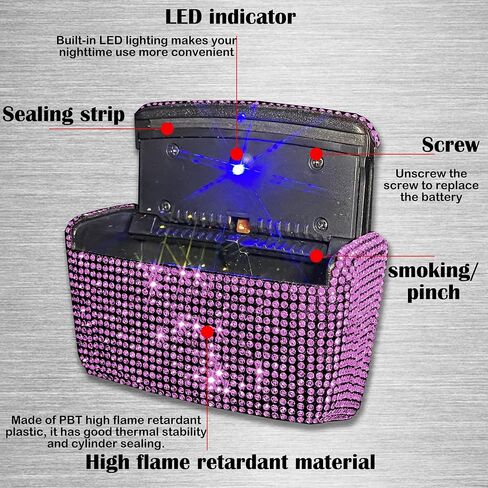 Car Cigarette Ashtray Air Outlet Ashtray Auto Car Cigarette Ashtray with Lid Blue LED Light Indicator Smokeless Ash for Car Cup Holder(Pink) in Saudi Arabia