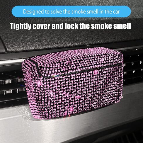 Car Cigarette Ashtray Air Outlet Ashtray Auto Car Cigarette Ashtray with Lid Blue LED Light Indicator Smokeless Ash for Car Cup Holder(Pink) in Saudi Arabia