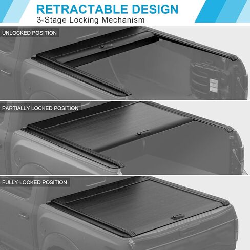 غطاء تونيو لسرير الشاحنة قابل للسحب مقاس 5.8FT / 69.9 بوصة مع قفل وأنبوب تصريف متوافق مع 2014-2024 شيفروليه سيلفرادو 1500 جي إم سي سييرا 1500 in Kuwait