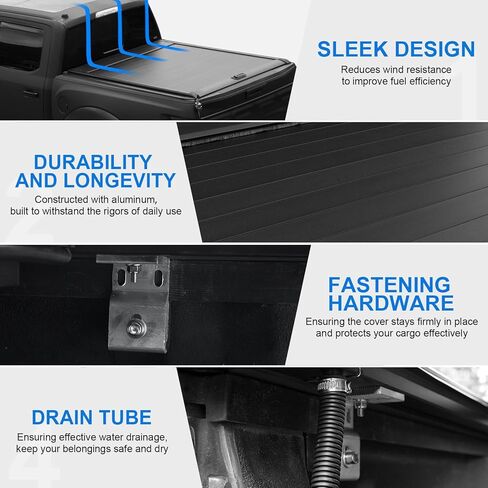 غطاء تونيو لسرير الشاحنة قابل للسحب مقاس 5.8FT / 69.9 بوصة مع قفل وأنبوب تصريف متوافق مع 2014-2024 شيفروليه سيلفرادو 1500 جي إم سي سييرا 1500 in Kuwait