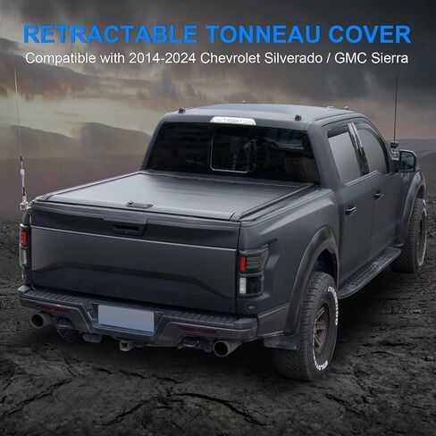 5.8FT / 69.9" Upgrade Retractable Truck Bed Tonneau Cover with Lock & Drain Tube Compatible with 2014-2024 Chevrolet Silverado 1500 GMC Sierra 1500 in Saudi Arabia