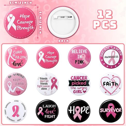 Hungdao 86 Pcs Breast Cancer Awareness Gifts Breast Cancer Silicone Bracelets Breast Cancer Stickers Breast Cancer Keychains Breast Cancer Awareness Buttons Badge for Women(Pink Ribbon) in Saudi Arabia