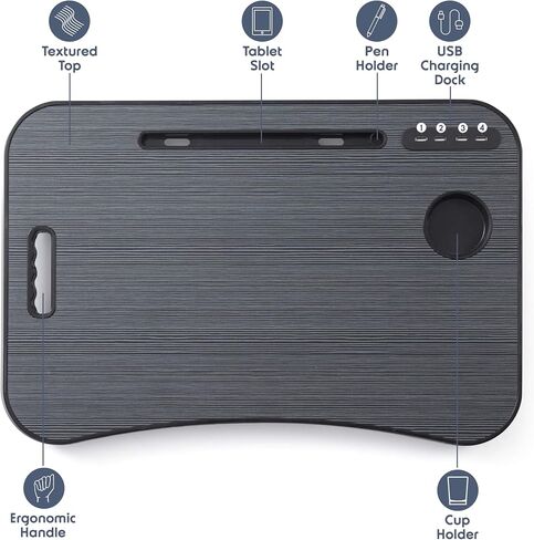 Nestl Lap Desk for Laptop - Foldable Laptop Desk for Bed and Couch, Portable and Lightweight Laptop Stand for Bed Breakfast, Working, Reading, and Writing, Lap Table with USB Ports, Large Laptop Tray in Saudi Arabia