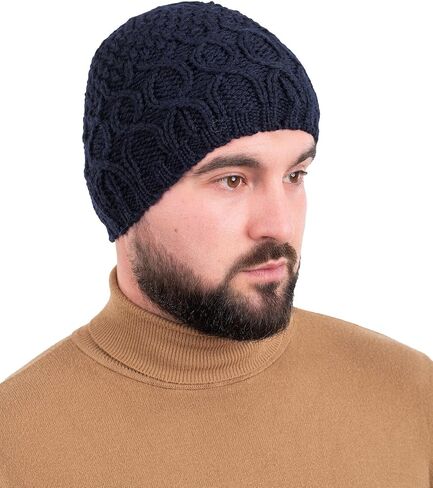 SAOL 100% Merino Wool - Irish Cable Knit Winter Hat for Men's in Saudi Arabia