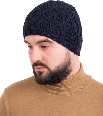SAOL 100% Merino Wool - Irish Cable Knit Winter Hat for Men's in Saudi Arabia