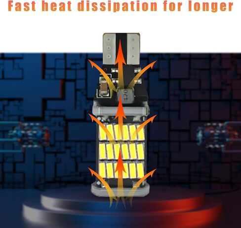 4 قطع مصابيح LED عكسية، شرائح سطوع فائقة 6500K 45SMD-4014 لمصباح إشارة الانعطاف، مصابيح احتياطية لإيقاف الفرامل T15 LED خالية من الأخطاء، ملحقات السيارة العالمية (أبيض) in Kuwait