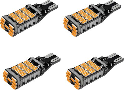 4 قطع مصابيح LED عكسية، شرائح سطوع فائقة 6500K 45SMD-4014 لمصباح إشارة الانعطاف، مصابيح احتياطية لإيقاف الفرامل T15 LED خالية من الأخطاء، ملحقات السيارة العالمية (أبيض) in Kuwait