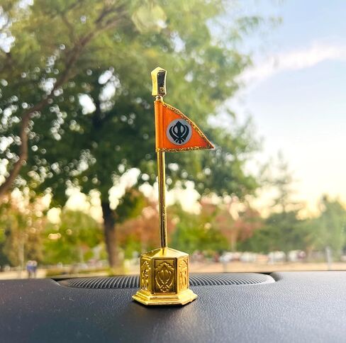 Nishan Sahib Khanda Model for Car Dashboard and Table Punjabi Home Decor Golden in Saudi Arabia
