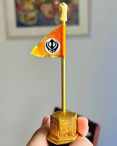 Nishan Sahib Khanda Model for Car Dashboard and Table Punjabi Home Decor Golden in Saudi Arabia