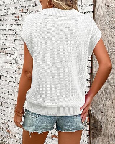 Gaharu Womens Sweater Tank Hollow Out Cap Sleeve Tops V Neck Sleeveless Casual Sweater Vest in Saudi Arabia