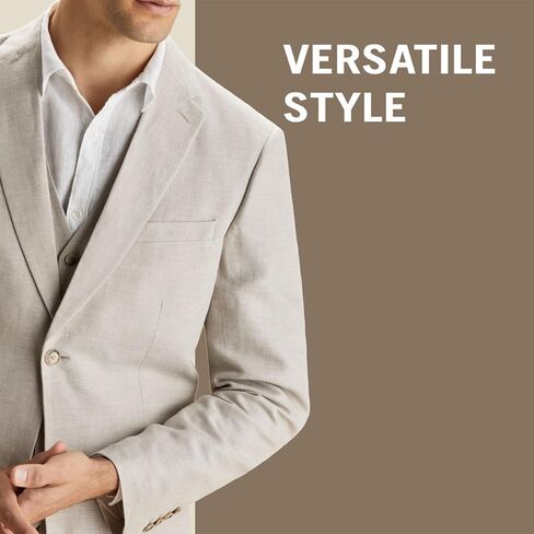 سترة بدلة رجالي من مزيج الكتان من Perry Ellis، سترة صدر واحدة قابلة للتنفس، مقاس عادي، مع جيب على الصدر (مقاسات 36-54) in Kuwait