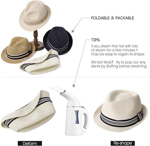 Men Straw Fedora Hat Fedora Hats Trilby Hat Sun Hat Panama Hat Wool Straw Beach Hat Bucket Roll Up Straw Fedoras Sunhats in Saudi Arabia