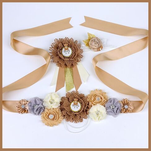 تيدي بير وشاح الأمومة استحمام الطفل وشاح أمي لتكون الصدار دبوس زهرة الصدار المعصم لاستحمام الطفل الحمل زهرة حزام البطن التصوير الفوتوغرافي الأمومة تكشف عن الجنس، حزام زهرة لفستان الأمومة in Kuwait