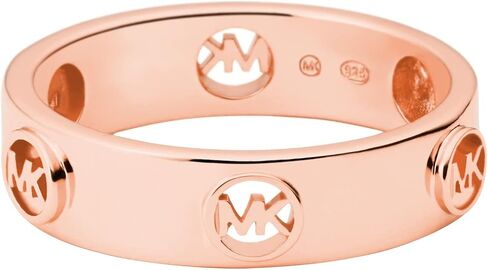 Michael Kors Sterling Silver MK Logo Band Ring Rose Gold-Tone 8 in Saudi Arabia