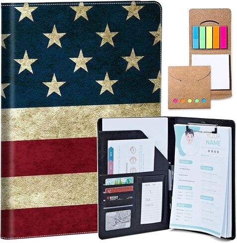 Padfolio للرجال والنساء - محفظة جلدية بتصميم غلاف كريستيان بلينغ، حامل بطاقة عمل، مجلد سيرة ذاتية، مجلد جلدي أنيق، حامل مستندات متعدد الاستخدامات - ملحق مكتب in Kuwait
