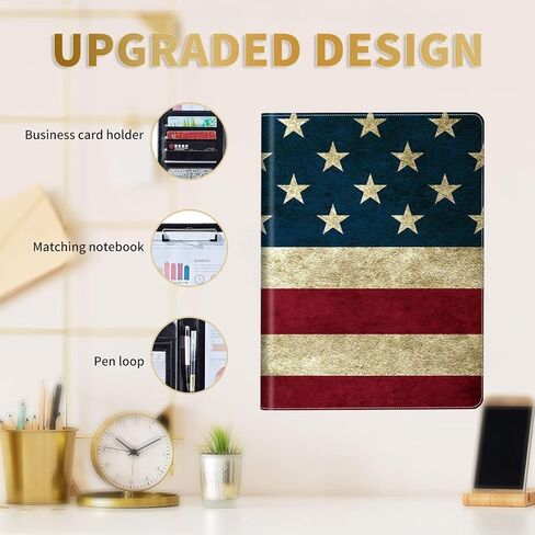 Padfolio للرجال والنساء - محفظة جلدية بتصميم غلاف كريستيان بلينغ، حامل بطاقة عمل، مجلد سيرة ذاتية، مجلد جلدي أنيق، حامل مستندات متعدد الاستخدامات - ملحق مكتب in Kuwait