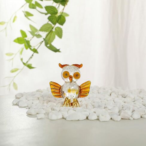 تماثيل البومة الزجاجية الصغيرة، المقتنيات، تماثيل حيوانات البومة الزجاجية المنفوخة، زينة ثقالة الورق (العنبر) in Kuwait
