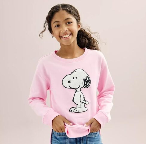 سويت شيرت للفتيات من Peanuts Snoopy مع رقعة شانيل - مقاسات الفتيات الكبيرة 7-16 in Kuwait