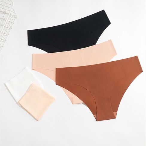 ملابس داخلية قصيرة بدون خياطة للنساء من UUONLY، 5 قطع من الملابس الداخلية محببة بدون عرض سراويل داخلية للسيدات قابلة للتمدد وغير مرئية متوسطة الارتفاع in Kuwait