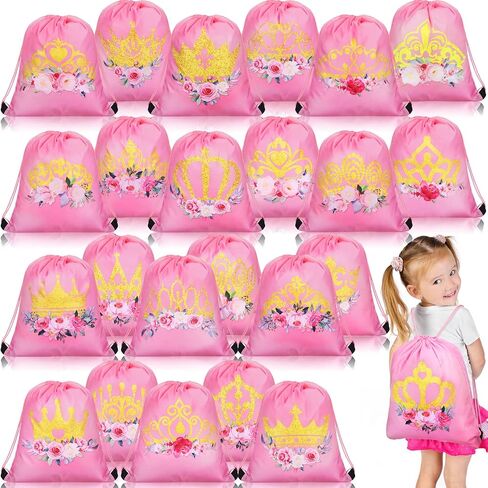 24 Pcs Prince Party Gifts Bags Prince Crown Blue Drawstring Bags Decoration Favor Storage for Boys Kids Birthday Wedding Party Decoration in Saudi Arabia