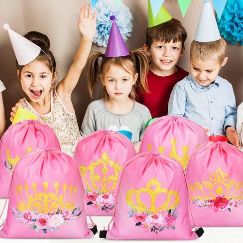 24 Pcs Prince Party Gifts Bags Prince Crown Blue Drawstring Bags Decoration Favor Storage for Boys Kids Birthday Wedding Party Decoration in Saudi Arabia
