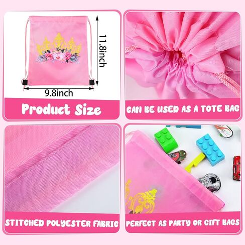 24 Pcs Prince Party Gifts Bags Prince Crown Blue Drawstring Bags Decoration Favor Storage for Boys Kids Birthday Wedding Party Decoration in Saudi Arabia