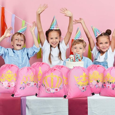 24 Pcs Prince Party Gifts Bags Prince Crown Blue Drawstring Bags Decoration Favor Storage for Boys Kids Birthday Wedding Party Decoration in Saudi Arabia