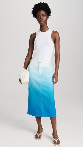 تنورة BruceGlen النسائية المتدرجة متوسطة الطول من الدنيم in Kuwait