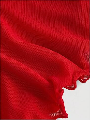 SHENHE Women's Strapless Tie Front Lettuce Trim Asymmetrical Flare Boho Tube Top in Kuwait
